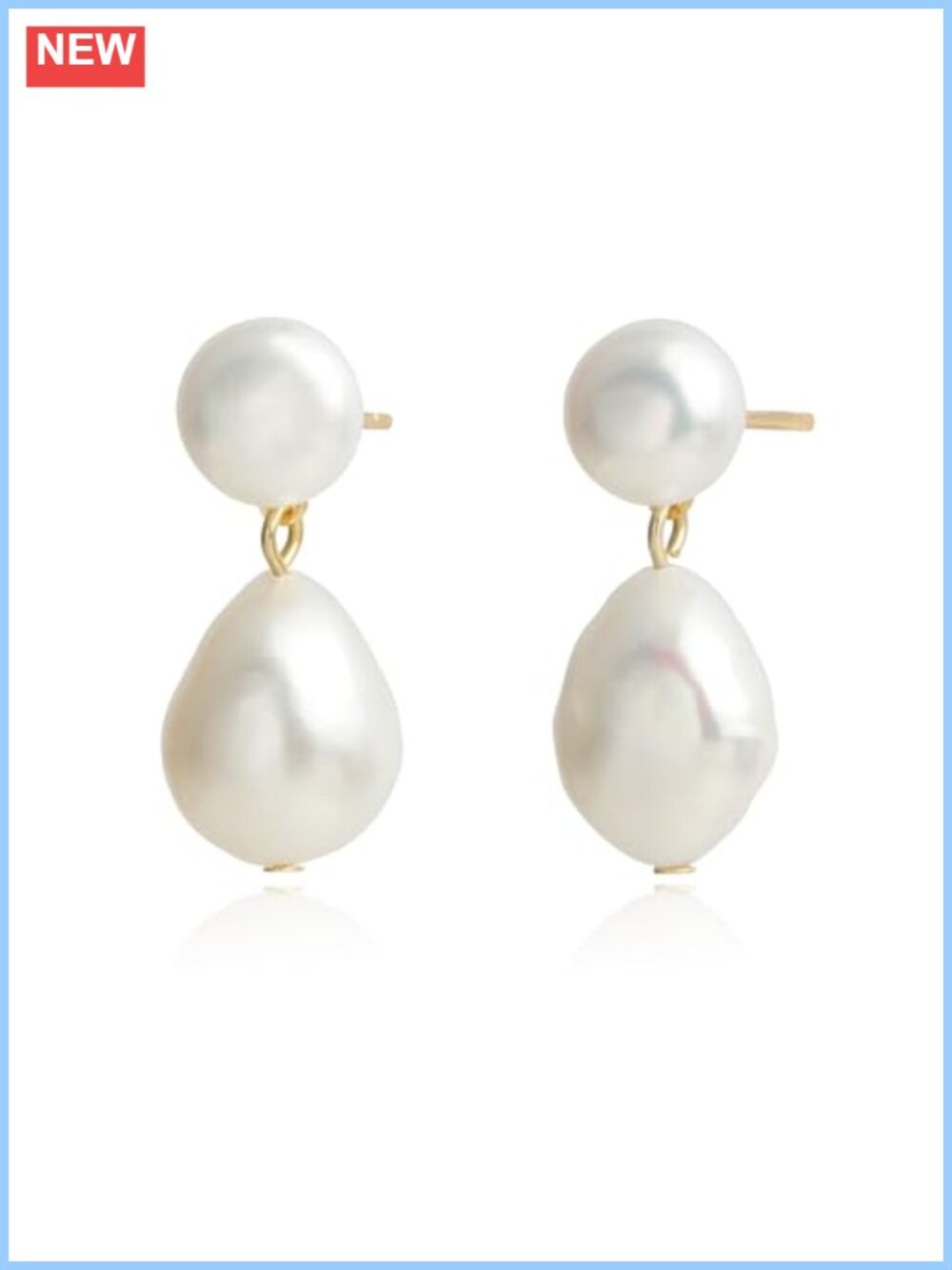 Freshwater Baroque Pearl Dangle Drop Earrings 18K Gold Plated Copper